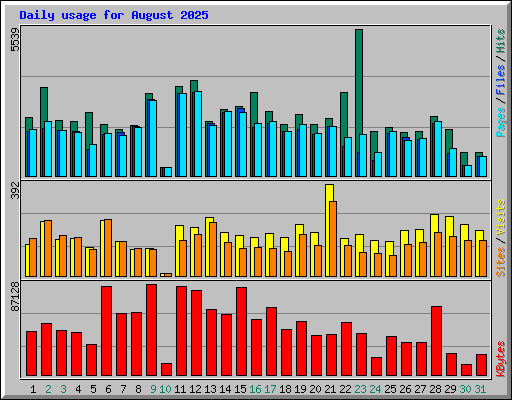 Daily usage for August 2025